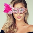 thumbnail image 5 of Unique Bargains 1 Pc Side Feather Masquerade Princess Half Face Party Mask for Masquerade Party Rose Red, 5 of 5
