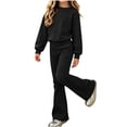 thumbnail image 2 of LvhaoGJOB Little Kids Girls Sweatshirt and Pants Outfit Set, Black - graphic print, custom print, 2 of 7