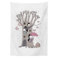 thumbnail image 3 of Ambesonne Tree Tablecloth Rectangular Table Cover, Bunny Family Rain Birds, 52"x70", Taupe Pale Pink, 3 of 4