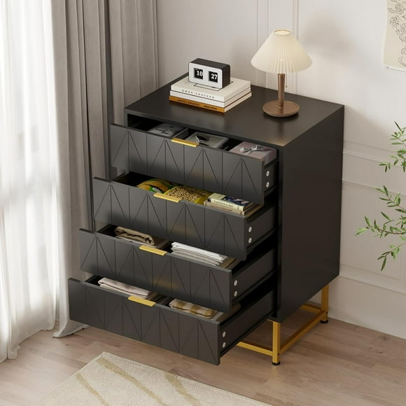4-Drawer Fabric Dresser - Compact Storage Chest for Bedroom & Closet, Narrow Nightstand with Small Drawers