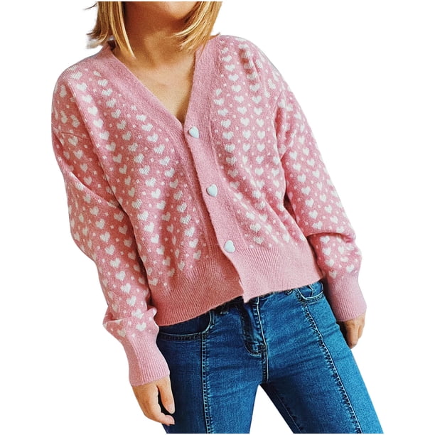 Moda mujer Casual cuello en V manga larga otoño suéter cárdigan blusa botón Pullver Tops Pompotops hdfakjf11635