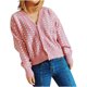 thumbnail image 1 of Moda mujer Casual cuello en V manga larga otoño suéter cárdigan blusa botón Pullver Tops Pompotops  hdfakjf11635, 1 of 7