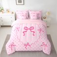 thumbnail image 2 of jejeloiu Girl Cartoon Love 7-Piece Bedding Comforter Set,Pink Bowknot Pattern King Bedding Sets For Kids Reversible, 2 of 8