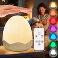 thumbnail image 2 of Baby Night Light for Kids,10 Brightness+10 Colors Egg Light for Nursery,Touch+Remote+3600mAh Rechargeable Egg Night Light for Baby Nursery,Warm Light for Breastfeeding 1h Timer&Portable,Newborn Gifts, 2 of 4
