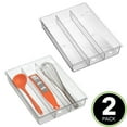 thumbnail image 2 of mDesign Plastic 3-Section Drawer Kitchen Utensil Organizer Tray, 2 Pack, Clear, 2 of 7