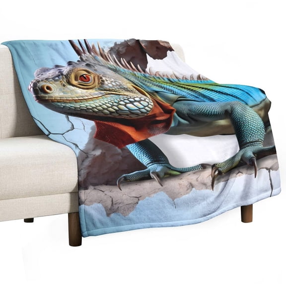 Green Iguana Super Soft Blanket Flannel Throw Blanket Flannel Microfiber Blankets for Couch Bed Sofa Fluffy and Warm 50"x60"
