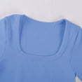 thumbnail image 5 of Cnbwig Women's Summer Tops with A Wide Neckline Square Neck Solid Color Slim Stretch Yoga Sports Shirts Short Sleeved Ribbed Bodysuit Tees, 5 of 8