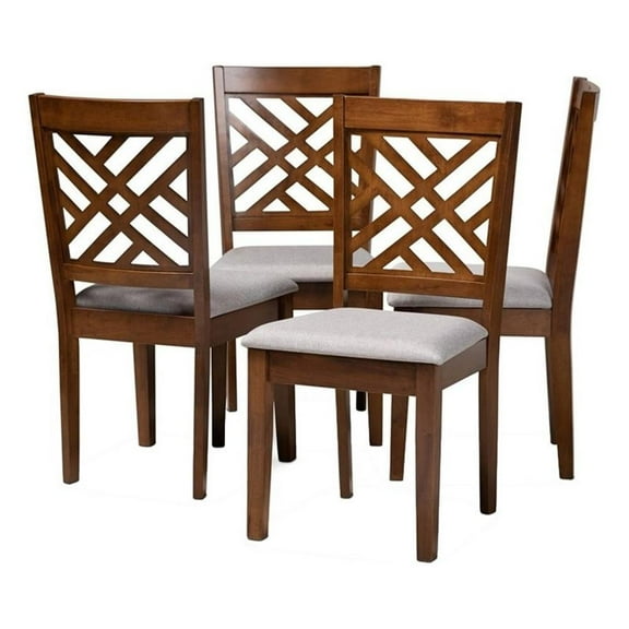 Bowery Hill 18.5" Modern Wood Dining Chair in Brown/Gray (Set of 4)
