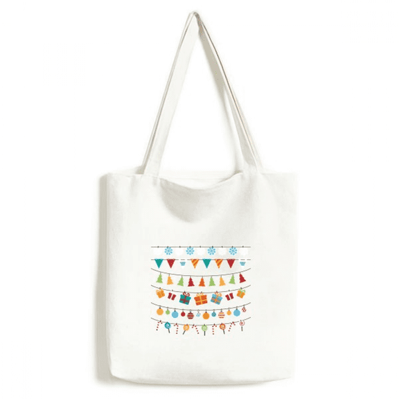 Merry mas Colorful Flag Illustration Tote Canvas Bag Shopping Satchel Casual Handbag