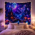 thumbnail image 2 of Fantasy Cottage with Moon and Butterfly Scene, Dreamy Fantasy for Art Lovers, Mystical Landscape Wall Decor, Halloween Gift, Tapestry Wall Hanging for Bedroom and Living Room, 2 of 7