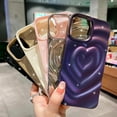 thumbnail image 5 of Compatible with iPhone 12 Pro Max Case 6.7 Inch, Luxury 3D Design Heart Electroplated Water Ripple Case for Women Girls Soft Silicone Shockproof Camera Protective Back Cover-Purple, 5 of 12