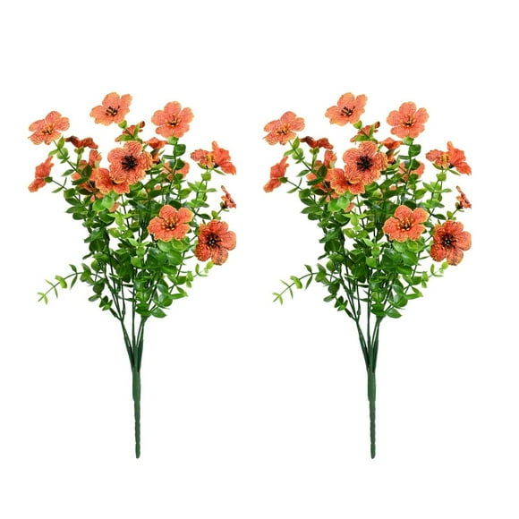 Gkeoshab Artificial flowers Artificial Fall Flowers For Outdoors Orange Mums Autumn Plants Lifelike Faux Silk Daisy For Outside Home Planter Front Porch Patio Thanksgiving Decor Home & Garden