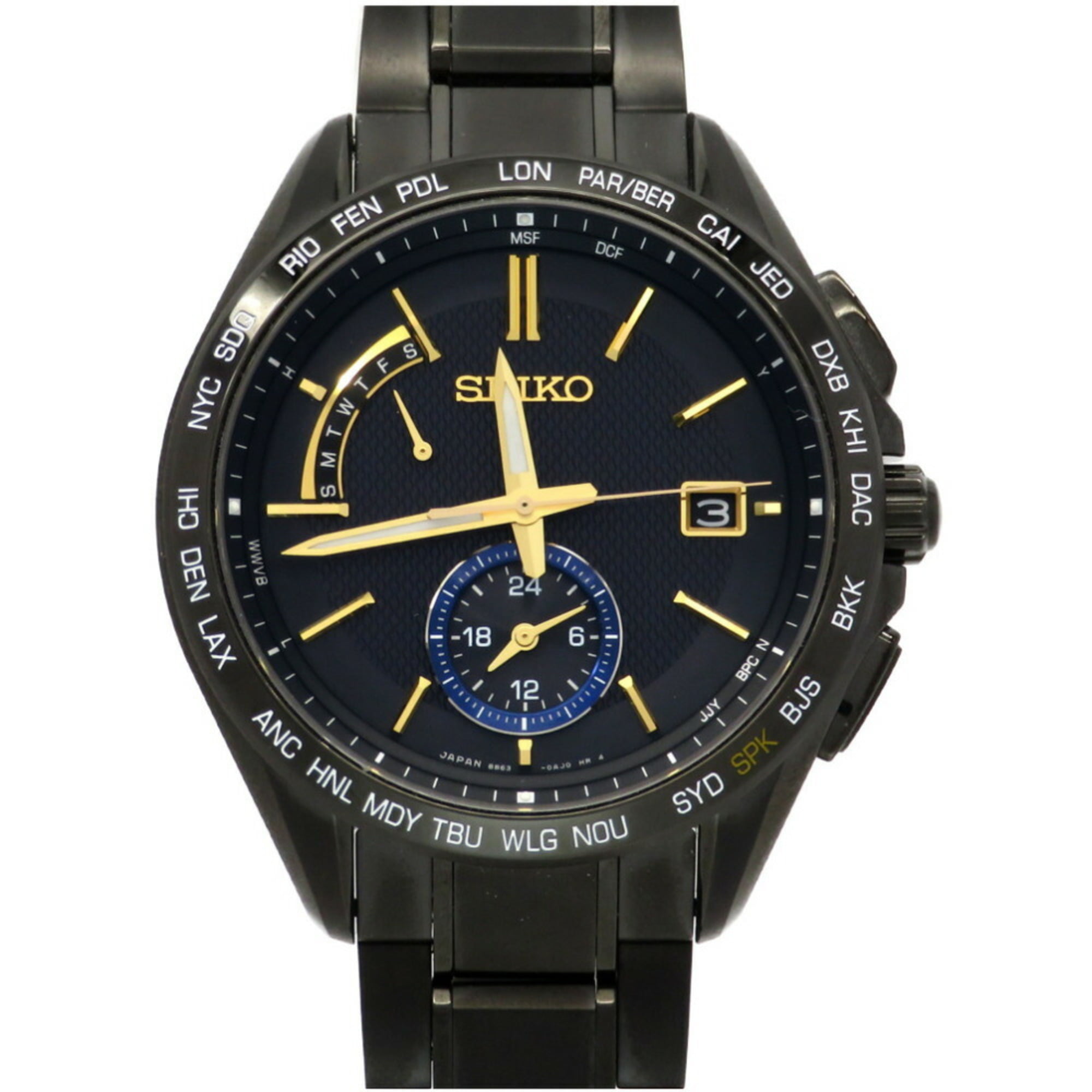 Authenticated Used Seiko Brights Shohei Otani Model Limited 1100 SAGA257 /  8B63-0AM0 Solar Radio Wrist Watch Titanium Black 