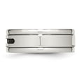 thumbnail image 3 of Auriga Fine Jewelry Stainless Steel Polished w/Black CZ 8 mm Grooved Band for Women Size 7.5, 3 of 6