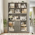 thumbnail image 4 of Homfa 71″ 6 Cubes Bookcases with 2 Storage Drawers and Charge Station, 3 Tier Bookshelf with Adjustable File Storage Cabinet for Living Room Home Office, Gray, 4 of 8