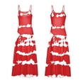 thumbnail image 3 of Fangasis Women Long Dress V Neck Maxi Dresses Tie Dye Sundress Ladies Casual Slip Beach Wine Red XL, 3 of 7