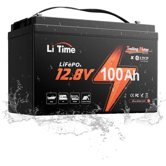 LiTime 12V 100Ah Trolling Motor LiFePO4 Battery, Group 31 Lithium Battery with Low Temp Protection, Built-in 100A BMS for Marine, Boat, RVs & Yacht