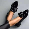 thumbnail image 4 of New Women's Loafers Bow Decor Pointed Toe Flat Shoes for Women Patent Leather Shallow Mouth Commuter Daily Casual Shoes, 4 of 6