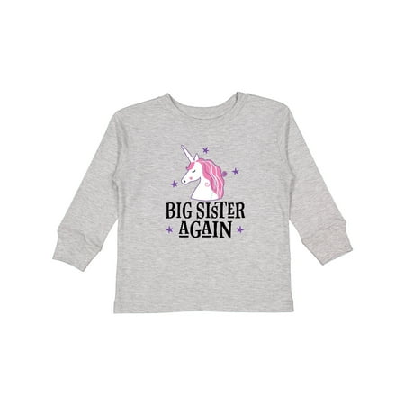 

Inktastic Big Sister Again Unicorn Gift Toddler Toddler Girl Long Sleeve T-Shirt