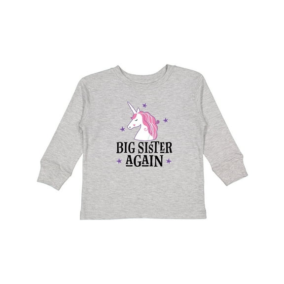 Inktastic Big Sister Again Unicorn Girls Long Sleeve Toddler T-Shirt