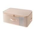 thumbnail image 2 of Bolsa de almacenamiento debajo de la cama | Ropa plegable, manta, organizador de edredones • Tela transpirable, cierre con cremallera, ventana transparente | Asas reforzadas • Blanco, rosa, beige, 2 of 6