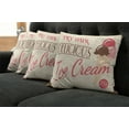 thumbnail image 2 of Ambesonne Ice Cream Throw Pillow Cover 4 Pack, Pop Art Logo, 24", Pink Cream Umber, 2 of 6