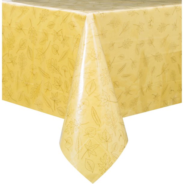 Clear Fall Leaves Plastic Party Tablecloth, 108 x 54in