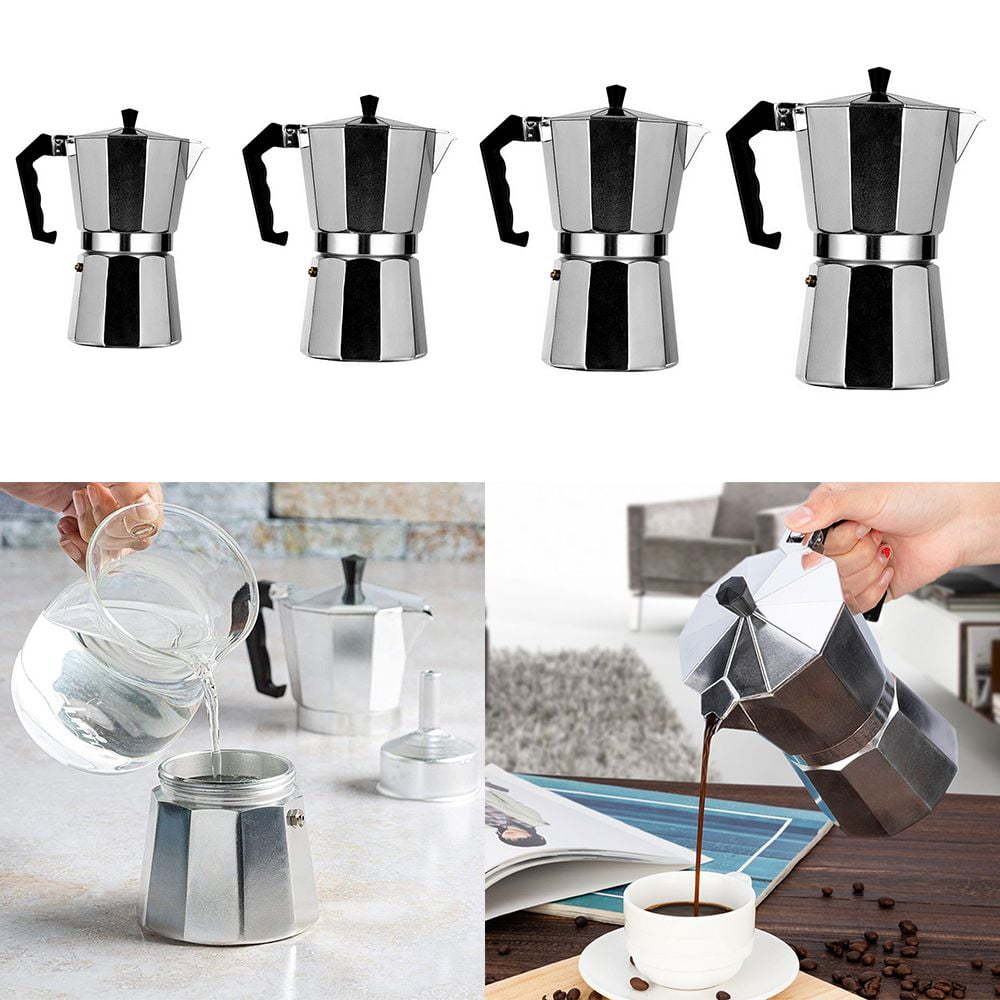 VonShef Aluminium Stovetop Coffee Maker 12 Cup/600ml, Italian Style Espresso  Maker Moka Pot for Ground Coffee w/ Gasket & Filter