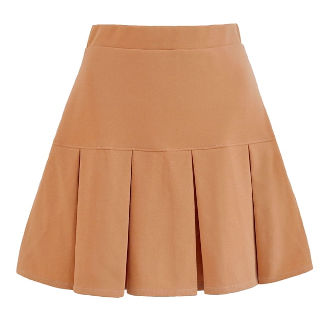 Vestido corto plisado de mujer, vestido plisado de cintura alta de Color puro, cintura elástica, para verano, primavera, otoño, caqui XL