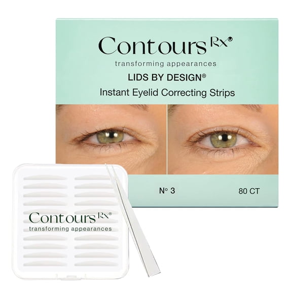Contours Rx Lids by Design – N°3 Invisible Instant Eyelid Lift Strips for Slight Hooded, Droopy & Heavy Lids – Medical-Grade, Non-Surgical Eye Lift Tape – 80 Count