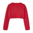 thumbnail image 4 of GYRATEDREAM Girls' Knitted Bolero Cardigan Sweater Kids Long Sleeve Button Closure Cropped Knitwear Cover Up for 8-9Y Red, 4 of 8