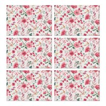 Pioneer Flower Floral Print Pattern Summer Placemats Table Placemats Set Of 6-Linen Kitchen Washable Placemats Table Mats 12x18 Inch Non-Slip Heat Resistant