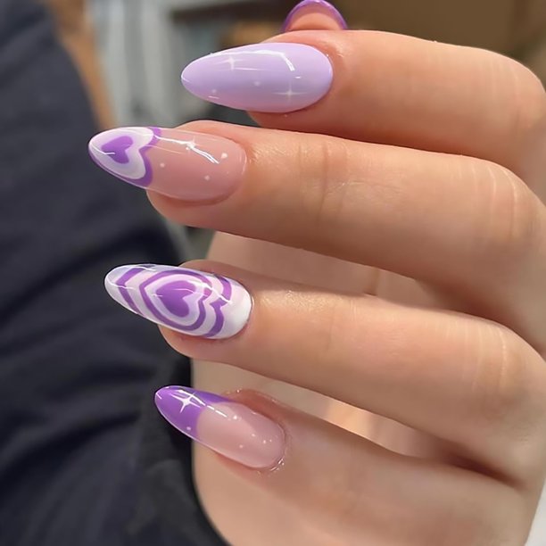 Set de 24 uñas postizas almendra moradas Onsdag