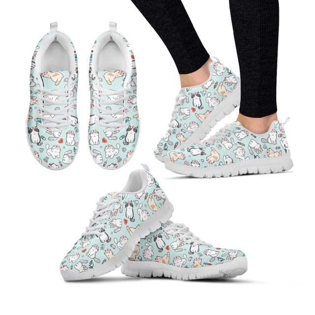 Zapatillas cómodas de marca con diseño de gatito/gato negro de dibujos animados, zapatillas blancas con cordones, zapatillas casuales planas para mujer