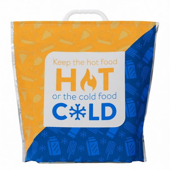Walmart Insulated Reusable Shopping Bag, Hot and Cold Grocery Cooler Tote, Blue/Yellow