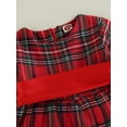 thumbnail image 5 of Kid Girl Christmas Dress Long Sleeve Round Neck Plaid Print Mesh Zipper High Waist Fall Princess Dress, 5 of 8