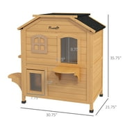PawHut Outdoor Wooden 2-Story Cat House, Wooden Door, Openable Roof, Jumping Platforms, Natural