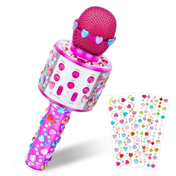 Microphone Toys for 6-12 Year Old Toddler Boy Girls Craft Kits for Kids Bluetooth Singing Microphone with Decorative Stickers Toys for 5-12 Year Old Girl Kids Karaoke Birthday Present Age 6 7 8 9 10