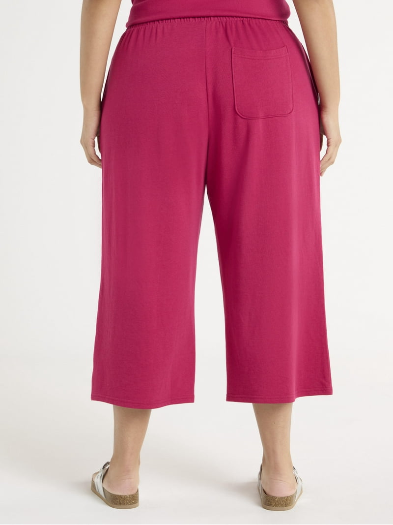 Terra Sky Plus Size Pull On French Terry Cloth Capris with