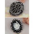 thumbnail image 5 of Vintage Elegant Victorian Rose Flower Cameo Crystal Rhinestone Brooch Pin, Grey, 5 of 6