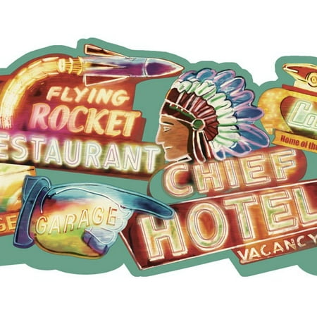 Signs Die Cut Wall Border - 879607 Neon Signs Die-Cut Wallpaper Border - Vintage OA8112b