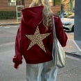 thumbnail image 2 of XIAOCHA Women's Leopard Star Print Hoodie Oversized Long Sleeve Hooded Pullover Top Plush Bold Street Hoodies, 2 of 5