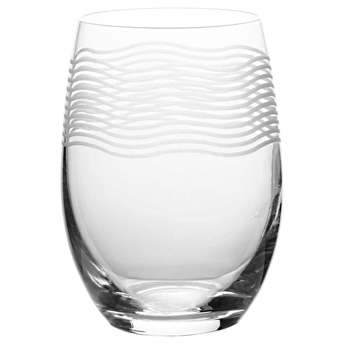 Mikasa Cheers Stemless Etched Wine Glasses, Fine European Lead-Free Crystal, 17-Ounces for Red or White Wine