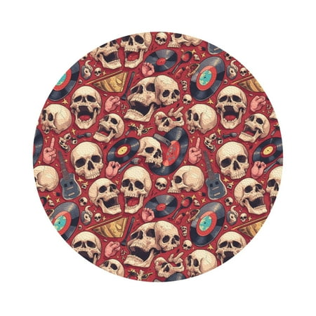 

Matuu Skull record Guitar music for Cup Coasters Set of 6 Leather Coasters Desk Coasters for Office Measures 4” x 4” Round Shape