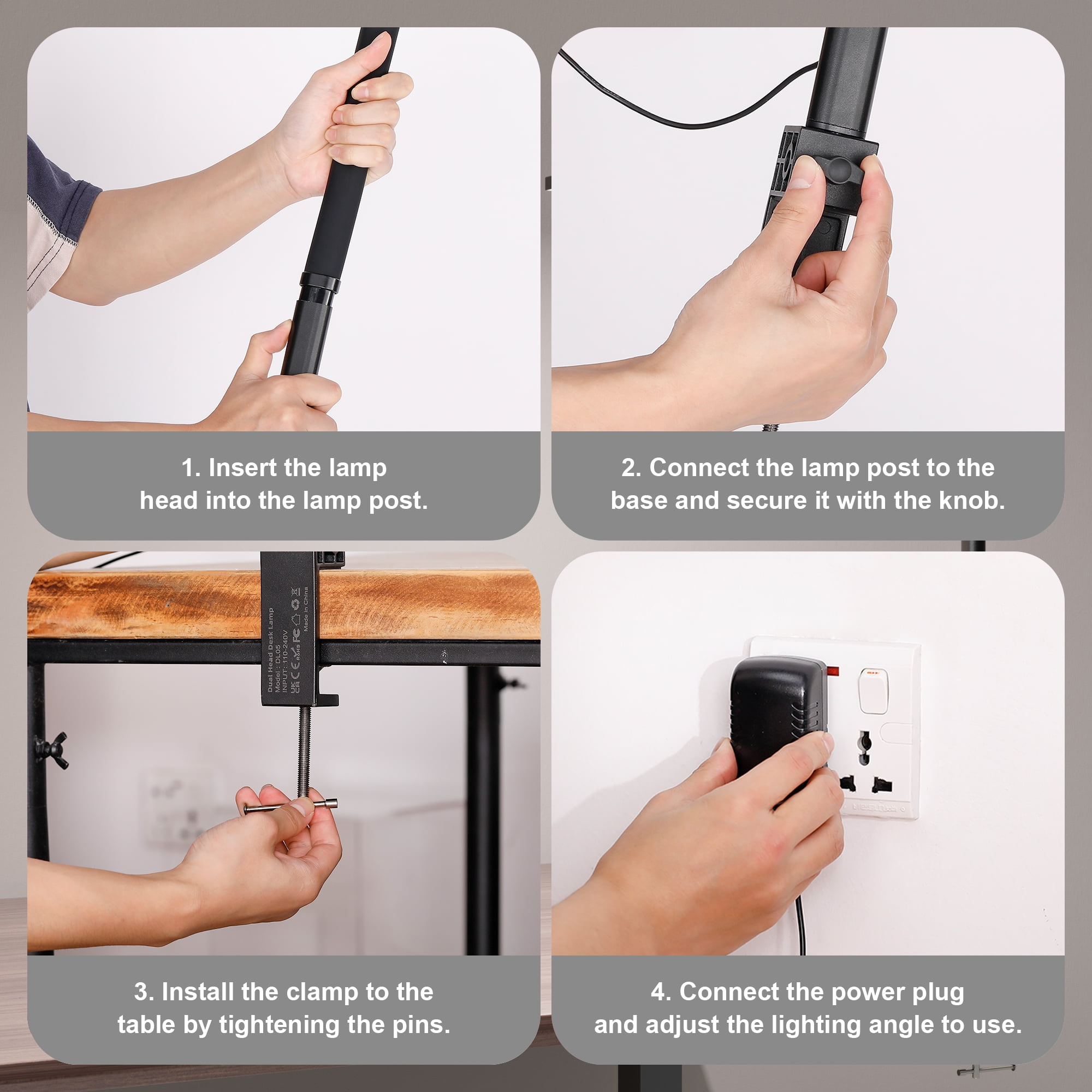 CAALOGT LED Desk Lamp for Home Office, 24W Modern Eye-Caring Architect table Lamp, Adjustable Head, Stepless Dimming