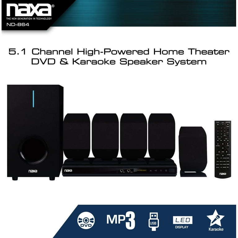 Naxa, Home Theater DVD Karaoke System, ND-864, 5.1 Channel