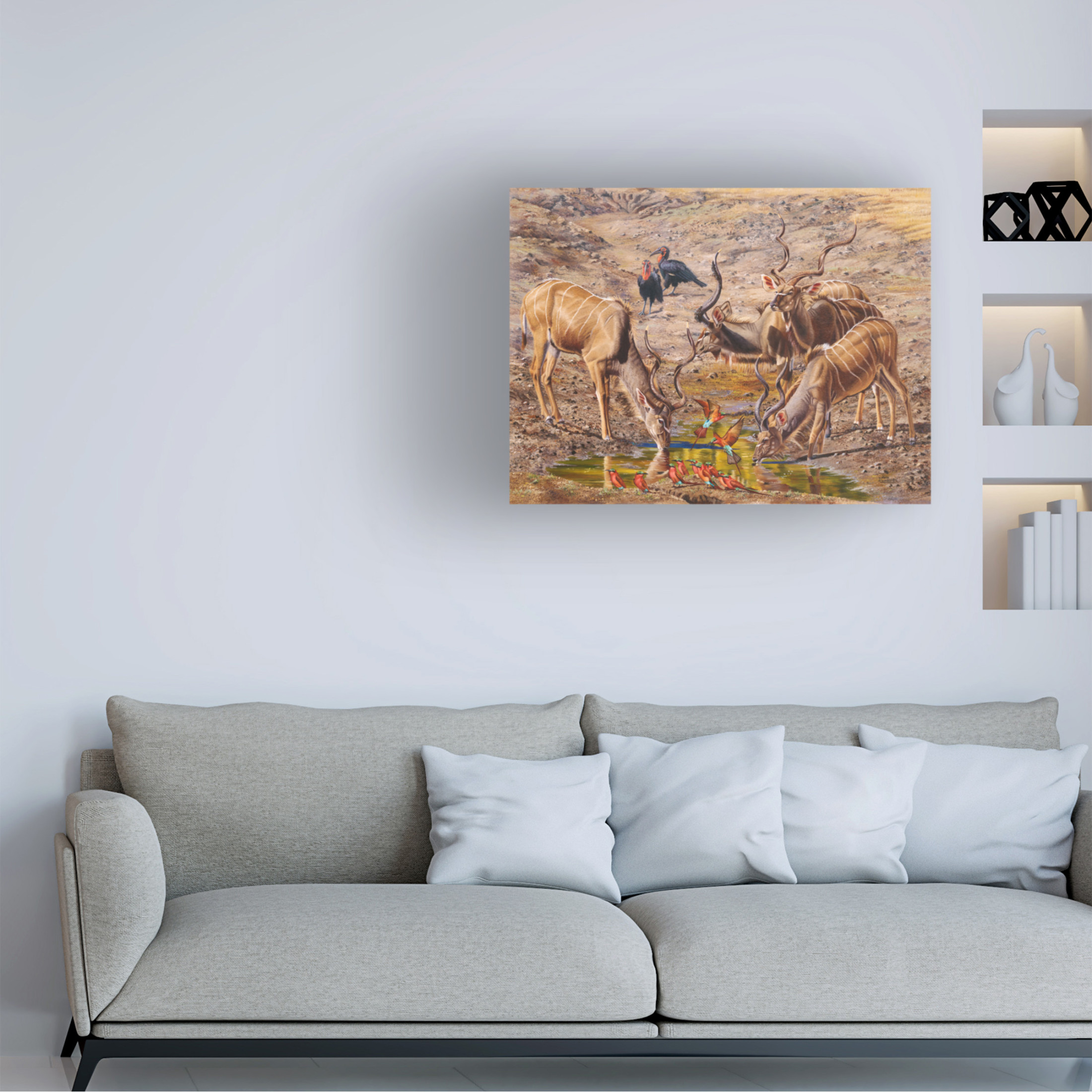 Canvas Wall Art - Delene Lambert 'Birds Eye View Kudu' Wall Art for Living Room, Bedroom, or Office Décor by Trademark Fine Art - 24 x 18 Inches