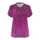 thumbnail image 5 of Camiseta de Base de Impresión de Manga Corta con Cuello en V para las Mujeres, Más Tamaño Estante de Imitación Casual Superior, 5 of 9