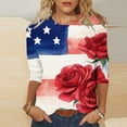 thumbnail image 2 of jjayotai 4th of July Shirts Women 3/4 Sleeve Crewneck Cute Shirts Casual Print Three Quarter Length T Shirt, 2 of 6