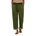 thumbnail image 5 of kaondbfi Cotton Linen Pants Women Summer Casual Straight Leg Pants Elastic Waist Beach Trousers with Pockets, 5 of 8